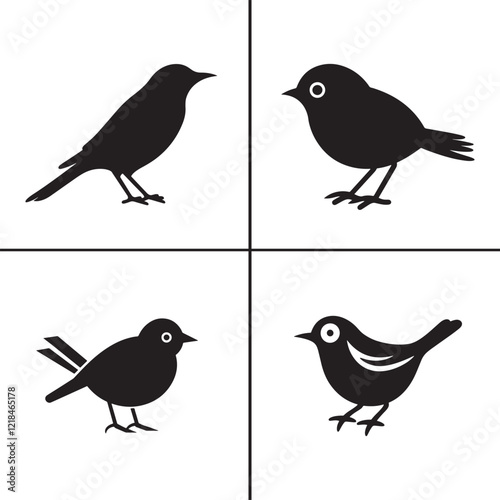 vector of black silhouette of bird