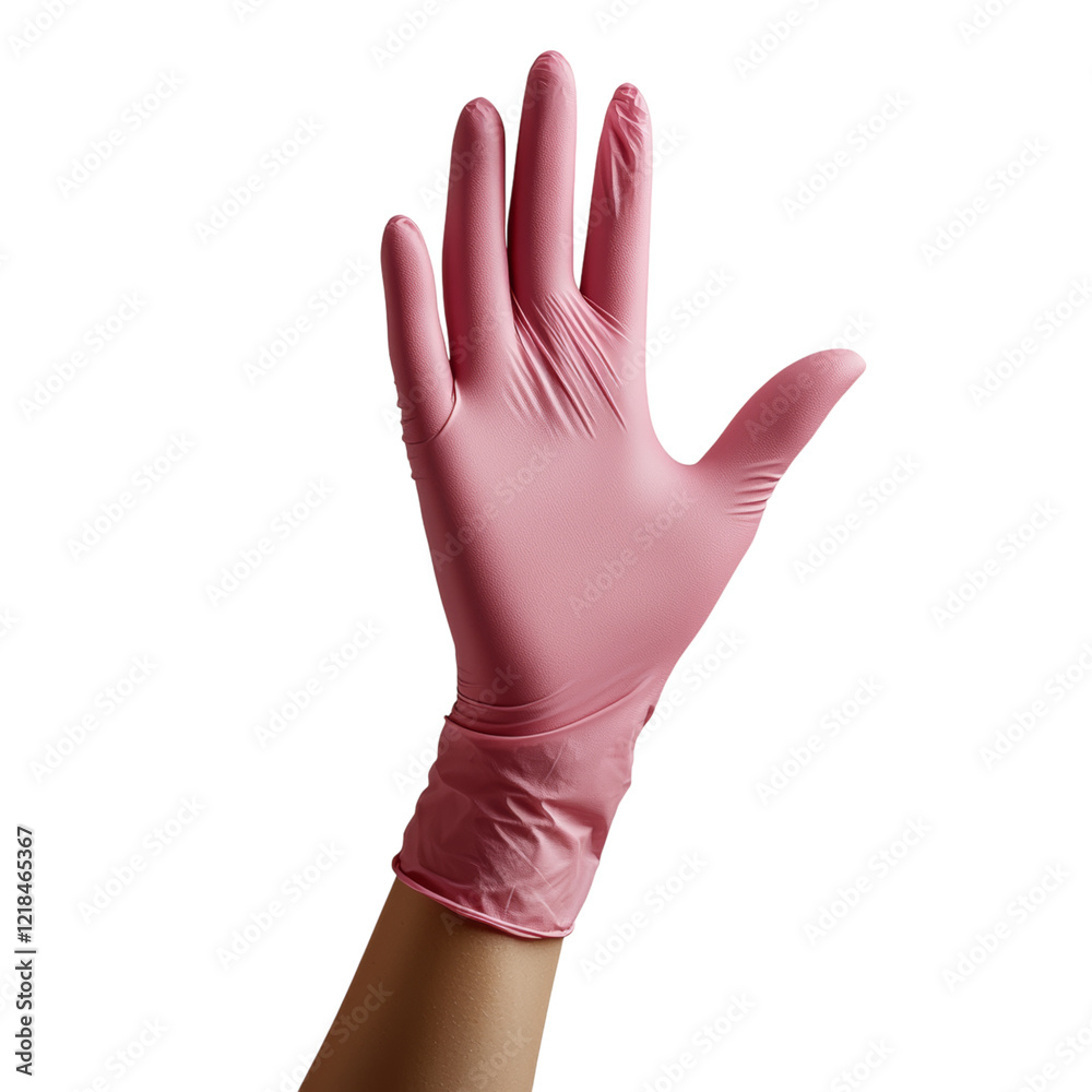Pink Glove for Clean and Safe Handling Isolated on transparent background Pink Glove for Clean and Safe Handling Isolated on transparent background