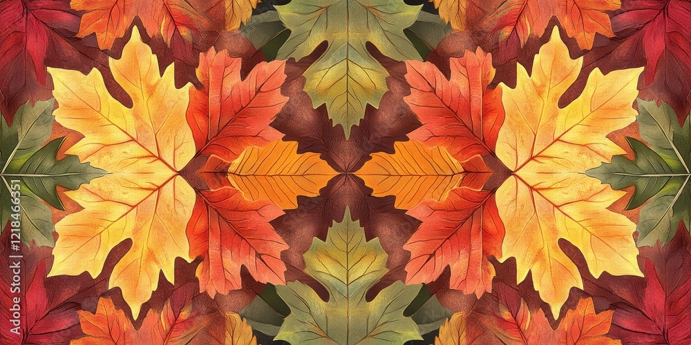 Autumn Leaves Kaleidoscope Pattern Design Autumn Leaves Kaleidoscope Pattern Design