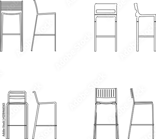 vector illustration of high wooden bar stool design for cafe interior