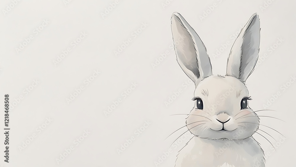 Obraz premium white rabbit on black background