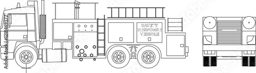 Vector sketch illustration silhouette design of rescue vehicle car fast reaction firefighter unit