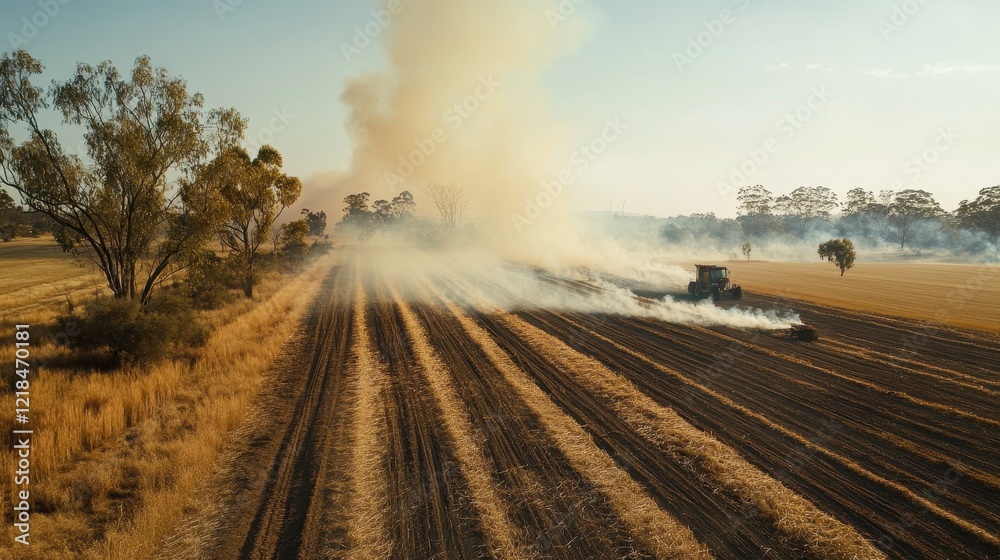 Fototapeta premium Controlled Burn in Agricultural Field 