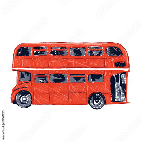 An original British double-decker bus in retro style. Vector illustration