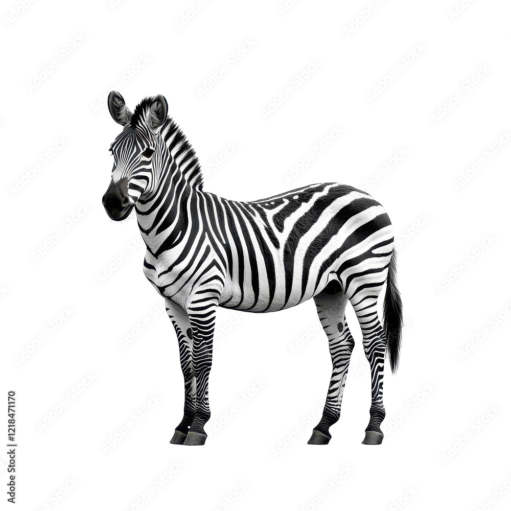 Obraz premium Zebra standing on black background wild animal stripes black and white