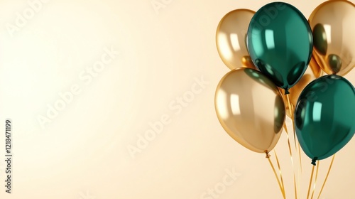 Elegant Gold and Emerald Green Balloons Celebration