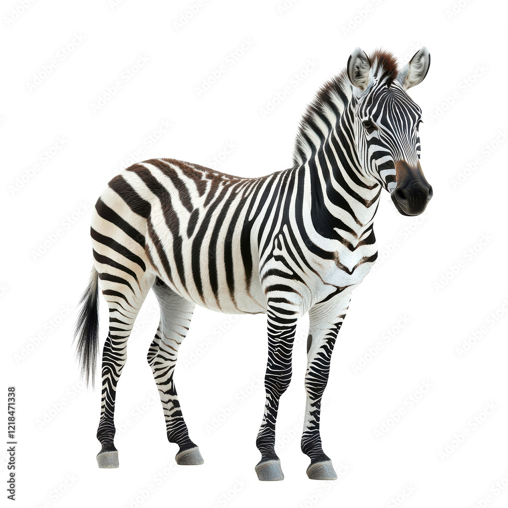 Fototapeta premium Plains Zebra Striking Pose Black Background Wild Animal Africa