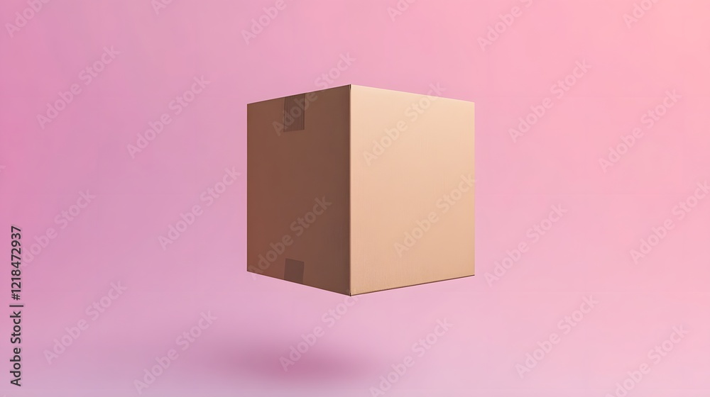 Obraz premium Floating Cardboard Box with Textures on Gradient Background