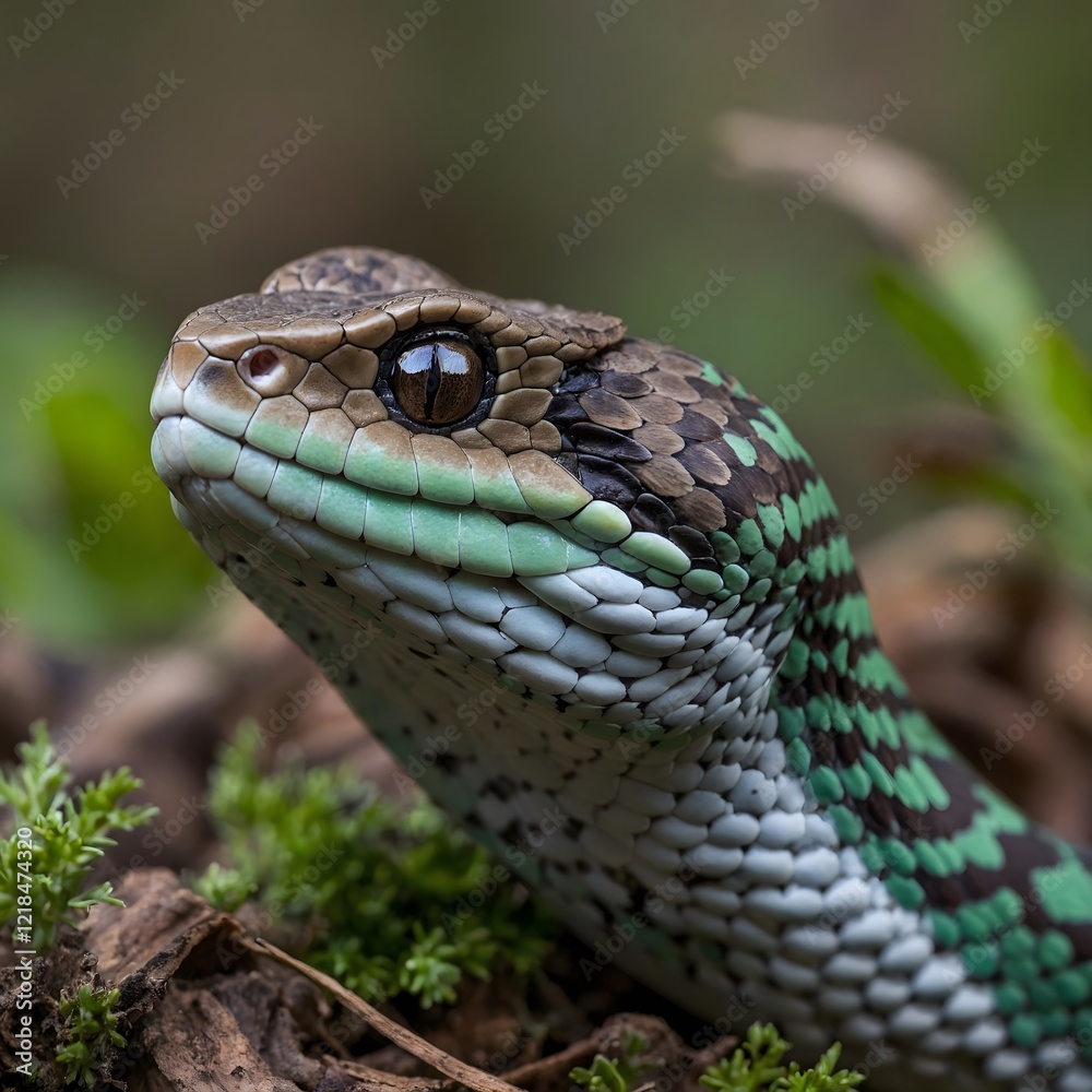Bothriechis Marchi Interacting with Its Environment Coiled Near a Small Mammal or Bird Bothriechis Marchi Interacting with Its Environment Coiled Near a Small Mammal or Bird