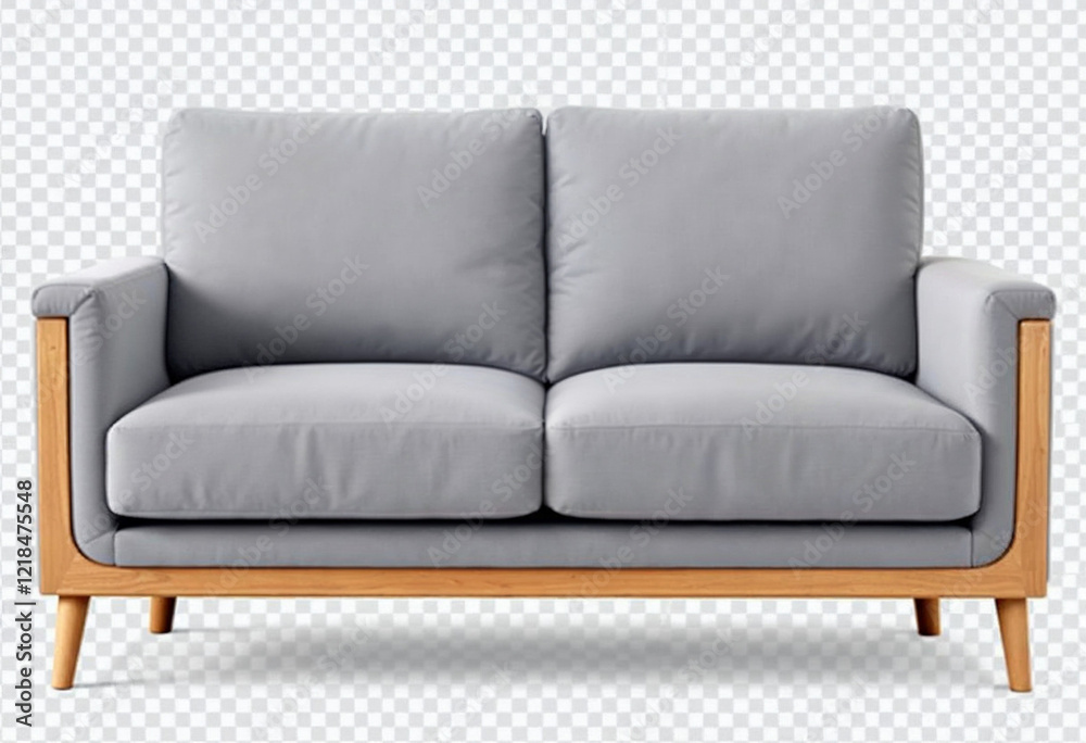 Fototapeta premium Gray sofa isolated on transparent or white background, png