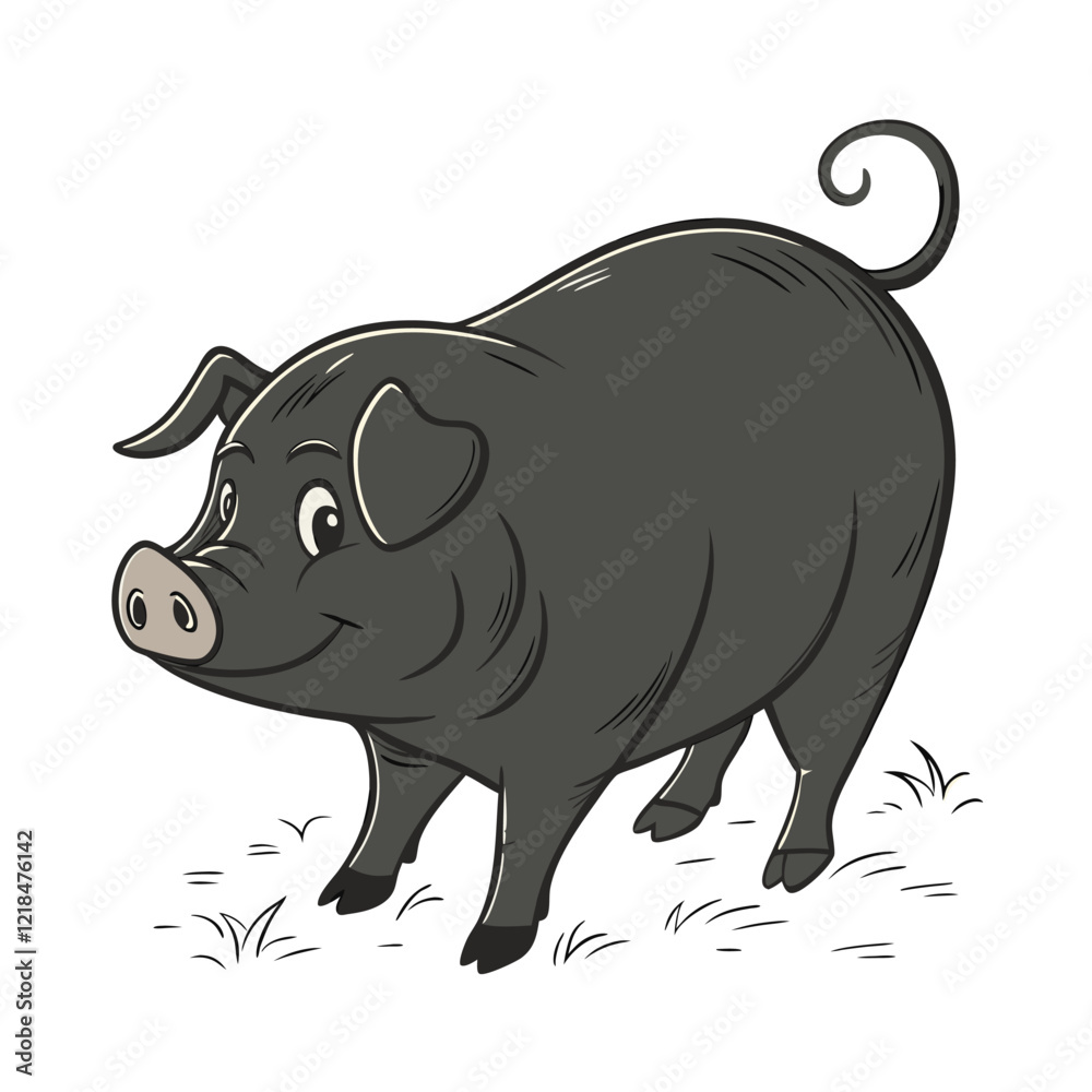 Fototapeta premium Stylized Black and White Pig Silhouette Design
