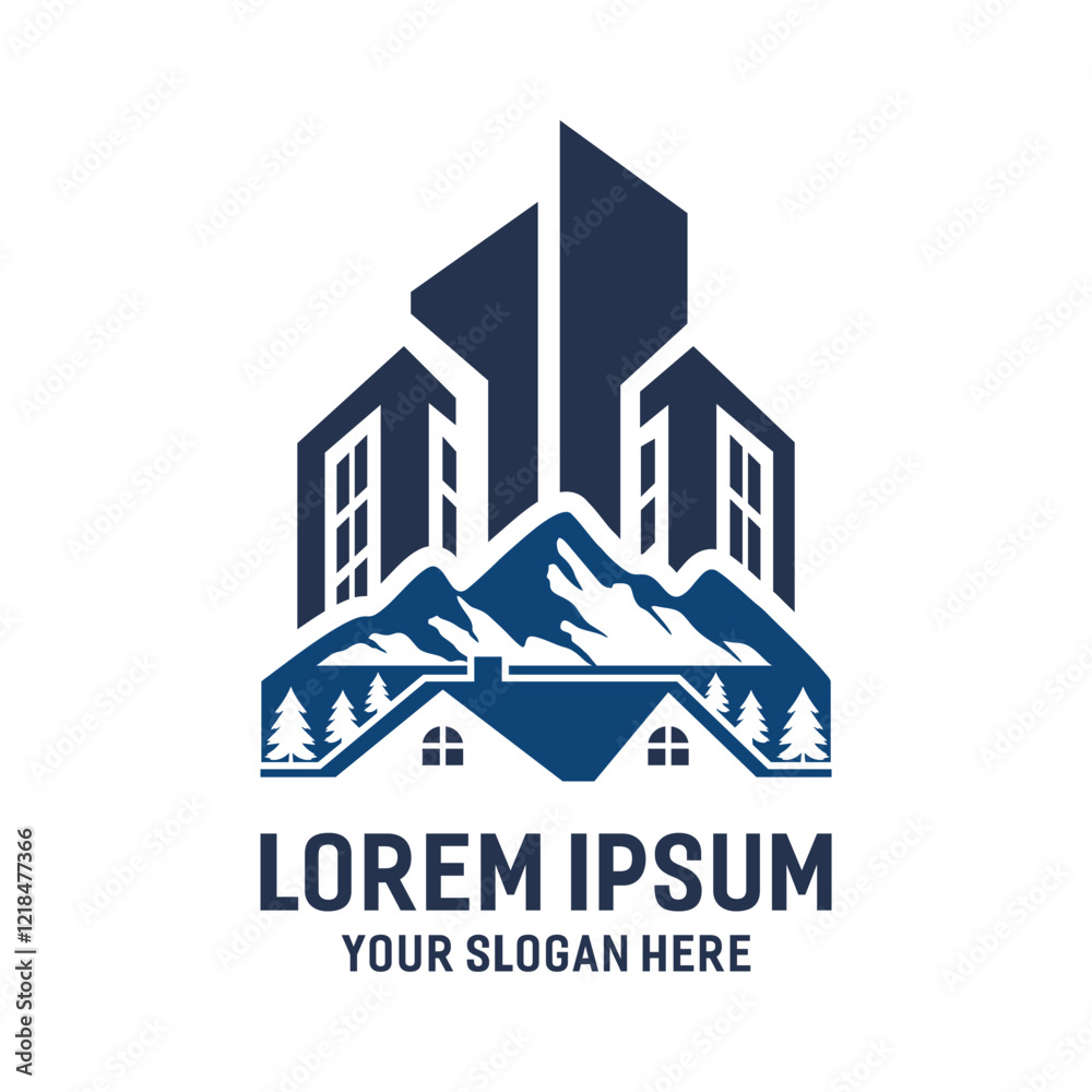 Naklejka premium HOME MOUNTAIN BUILDING VECTOR ABSTRACK 
