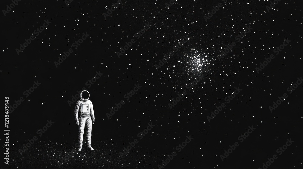 Obraz premium Astronaut standing alone in the vast expanse of space