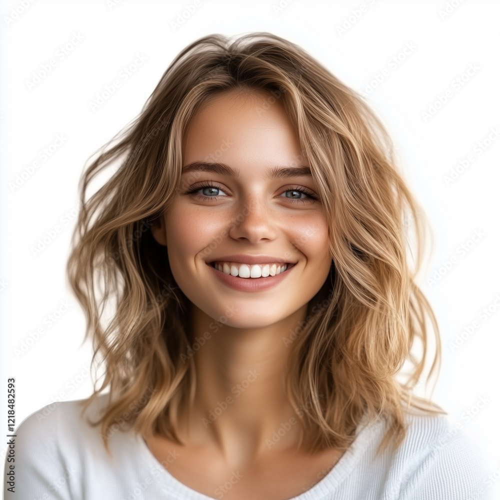Portrait of a beautiful smiling girl isolated on a white background Portrait of a beautiful smiling girl isolated on a white background