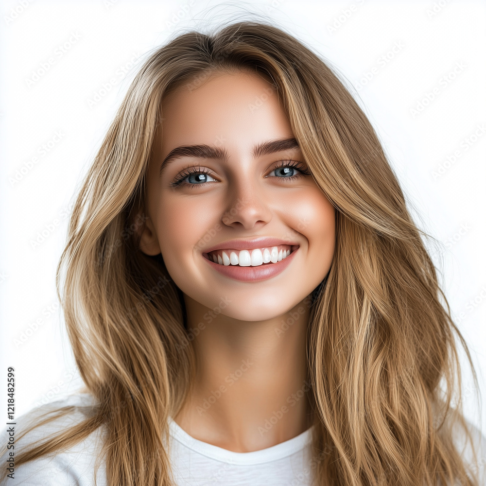 Portrait of a beautiful smiling girl isolated on a white background Portrait of a beautiful smiling girl isolated on a white background