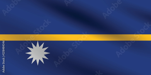 Nauru flag official colors and proportion digital vector illustration. Pleated flag.