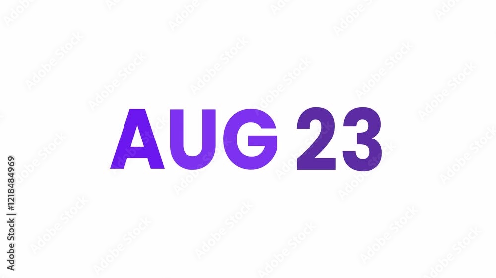 23rd August calendar icon animation. Alpha matte with transparent background 4K resolution. 23rd August calendar icon animation. Alpha matte with transparent background 4K resolution.