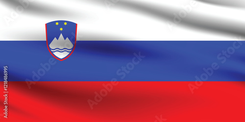 Slovenia flag official colors and proportion digital vector illustration. Pleated flag.