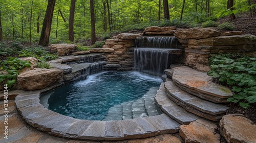 Serene woodland spa waterfall retreat