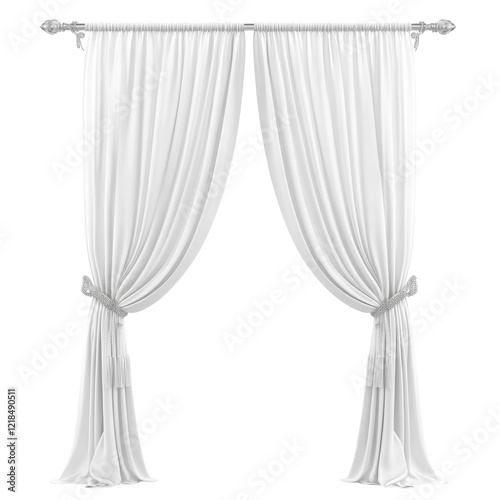 White Curtains Isolated Background on transparent background.
