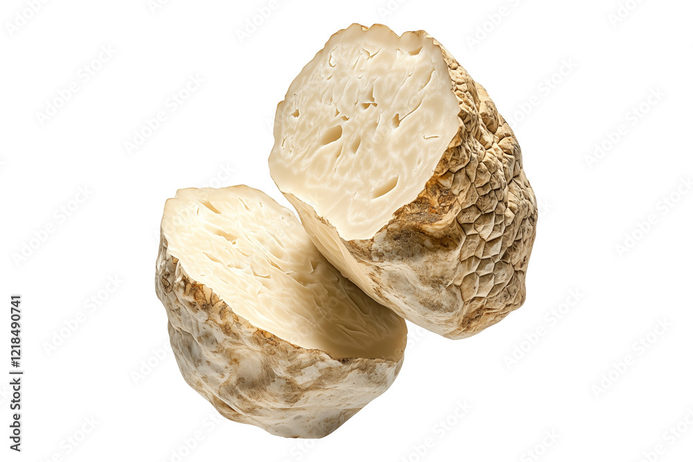 Fresh white alba truffles isolated on white transparent background, great for culinary and gourmet themes. Fresh white alba truffles isolated on white transparent background, great for culinary and gourmet themes.