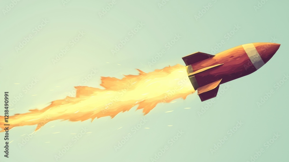 Rocket launching into the sky outdoor setting digital artwork vibrant colors dynamic perspective propulsion concept Rocket launching into the sky outdoor setting digital artwork vibrant colors dynamic perspective propulsion concept
