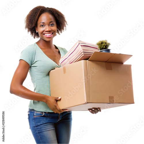 woman carrying boxes
