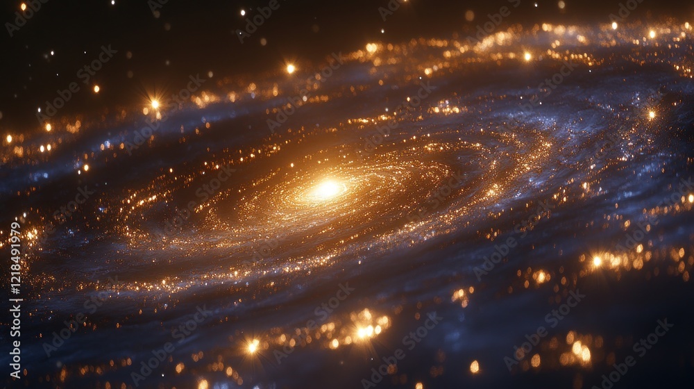 Obraz premium Spiral galaxy cosmic background, space exploration