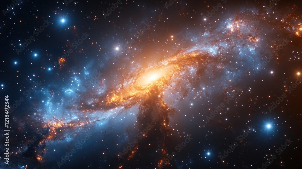 Fototapeta premium Spiral Galaxy Cosmic Dust Nebula Space Background
