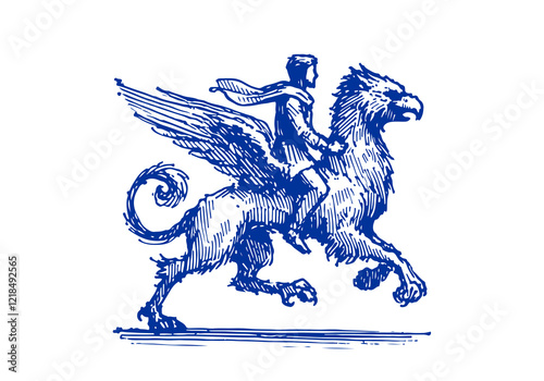 Griffin hand drawn sketch vector