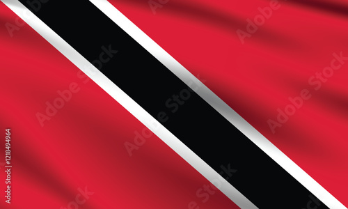 Trinidad and Tobago flag official colors and proportion digital vector illustration. Pleated flag.