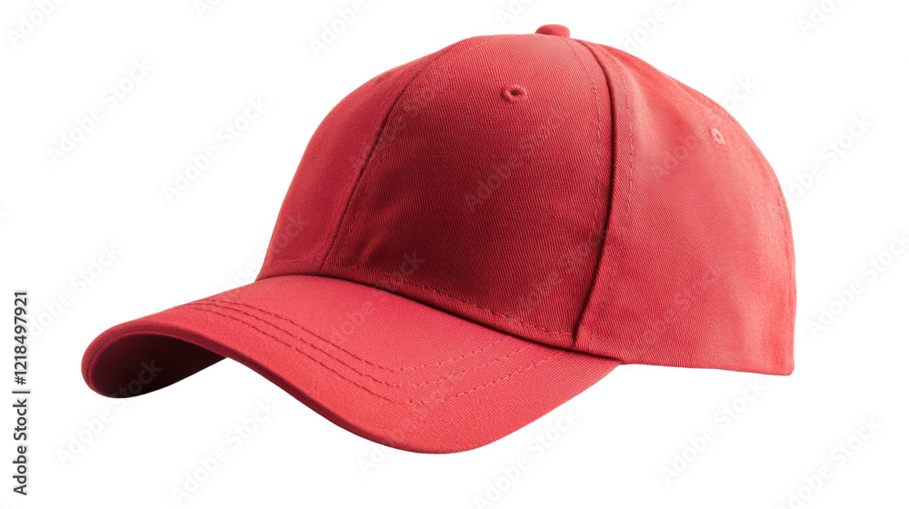 Red baseball cap on transparent background