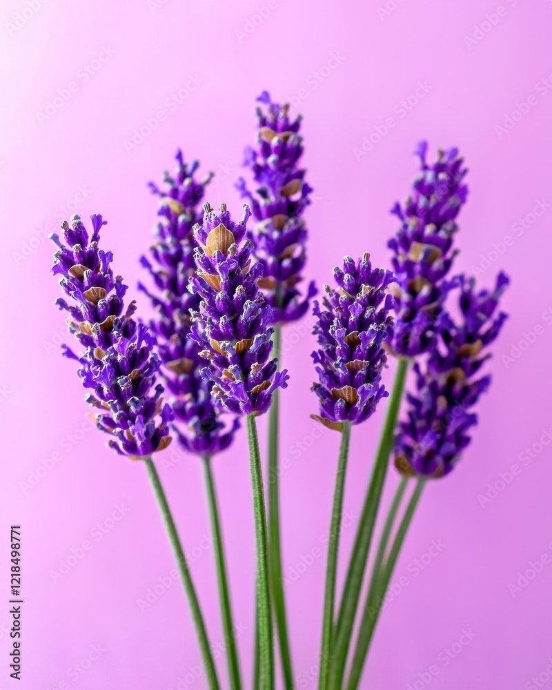 Obraz premium Lavender sprigs in soft purple hues natural setting detailed shot peaceful mood calming atmosphere