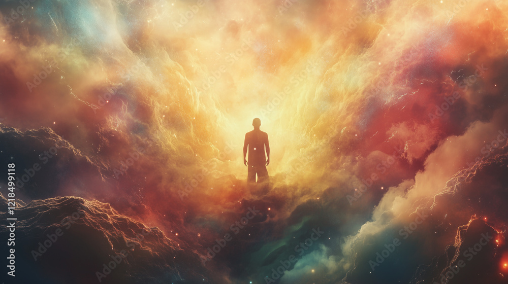 Fototapeta premium Ascension into Cosmic Light with Mystical Energy and Spiritual Awakening
