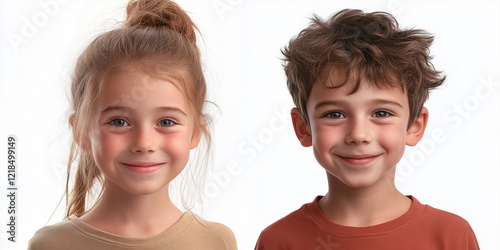 Portrait of smiling children isolated on white background