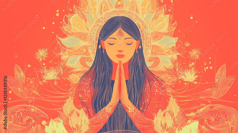 Divine Feminine Prayer with Radiant Lotus Mandala and Spiritual Energy Divine Feminine Prayer with Radiant Lotus Mandala and Spiritual Energy