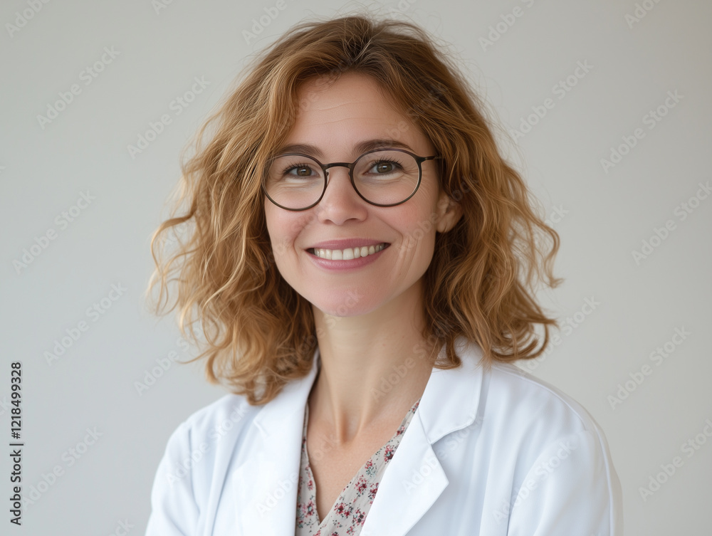 Obraz premium Portrait of a smiling female doctor isolated on a white background
