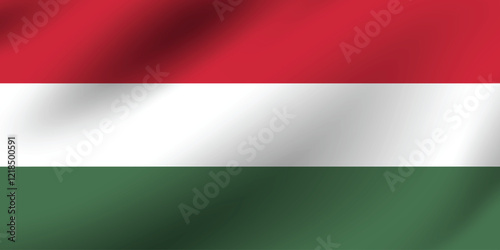 Hungary flag official colors and proportion digital vector illustration. Pleated flag.