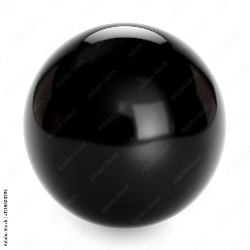 A glossy, black ball spherical object isolated on white background A glossy, black ball spherical object isolated on white background