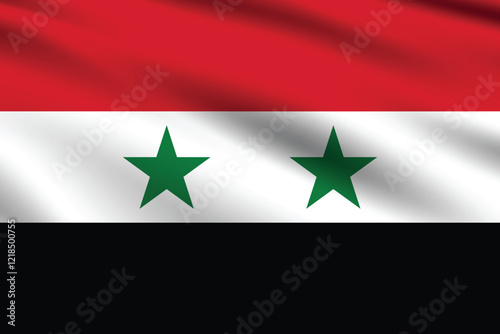 Syria flag official colors and proportion digital vector illustration. Pleated flag.