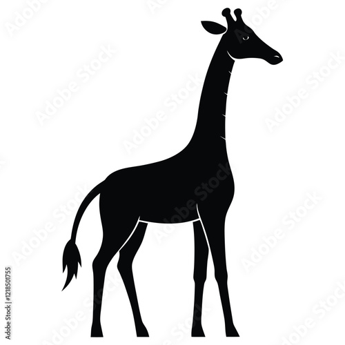 The giraffe appears tall in this high-quality graphic image.