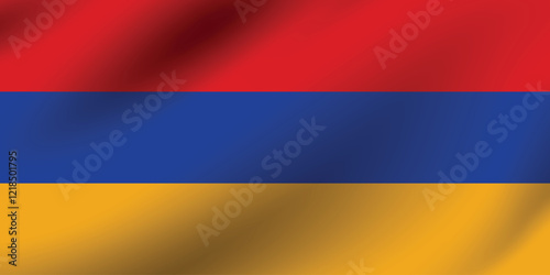 Armenia flag official colors and proportion digital vector illustration. Pleated flag.