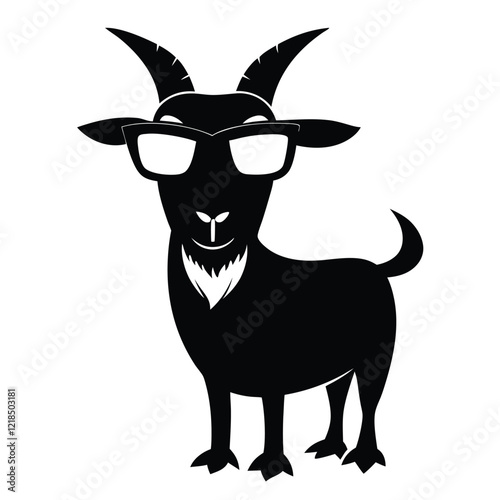 With sunglasses, the goat baby appeared to be handsome.