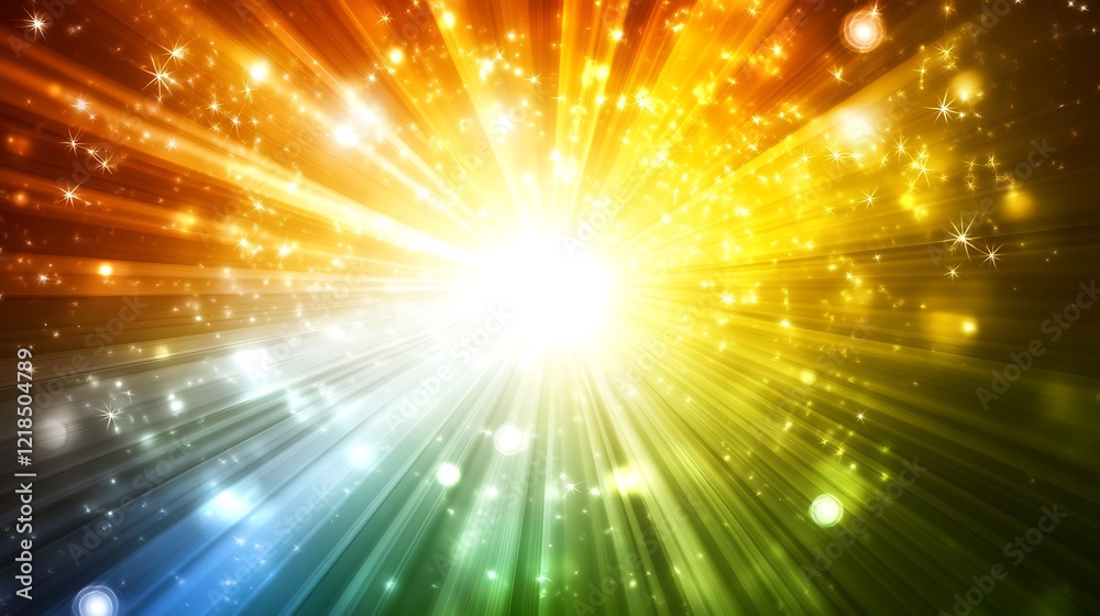 Fototapeta premium Radiant Light Explosion with Sparkling Stars and Glowing Rays