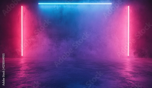 Wallpaper Mural Vibrant Pink and Blue Neon Lights in a Dark Room with Smoke Torontodigital.ca