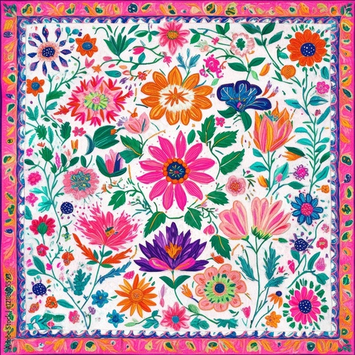 Wallpaper Mural A vibrant and colorful floral pattern pink purple Torontodigital.ca