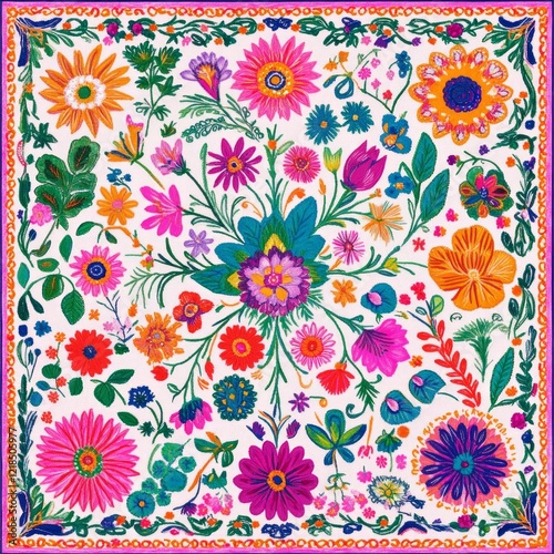 Wallpaper Mural A vibrant and colorful floral pattern pink purple Torontodigital.ca