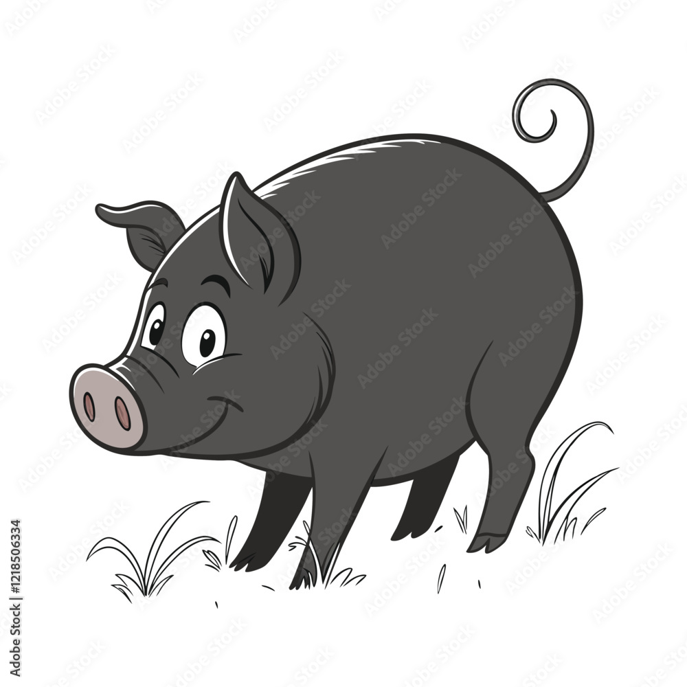 Fototapeta premium Stylized Black and White Pig Silhouette Design