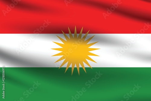 Iraqi Kurdistan flag official colors and proportion digital vector illustration. Pleated flag. photo