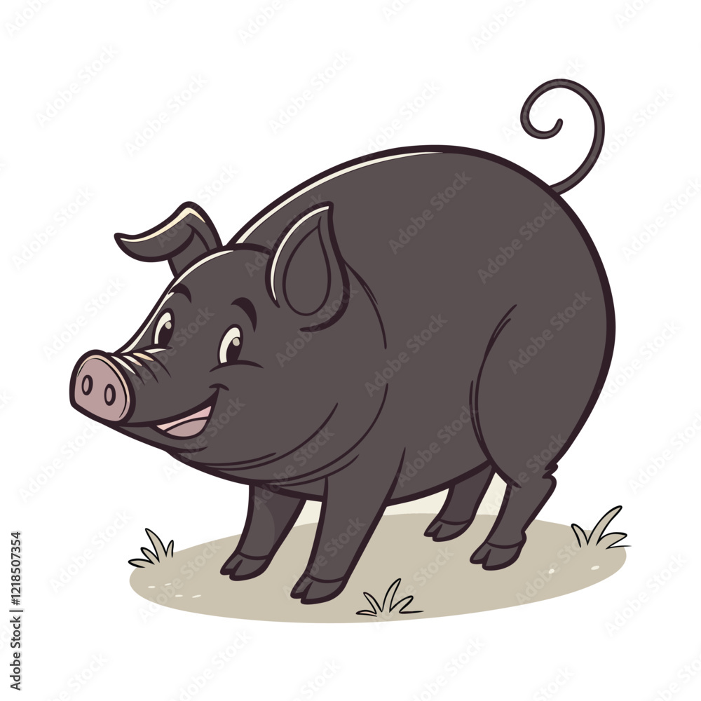 Fototapeta premium Stylized Black and White Pig Silhouette Design